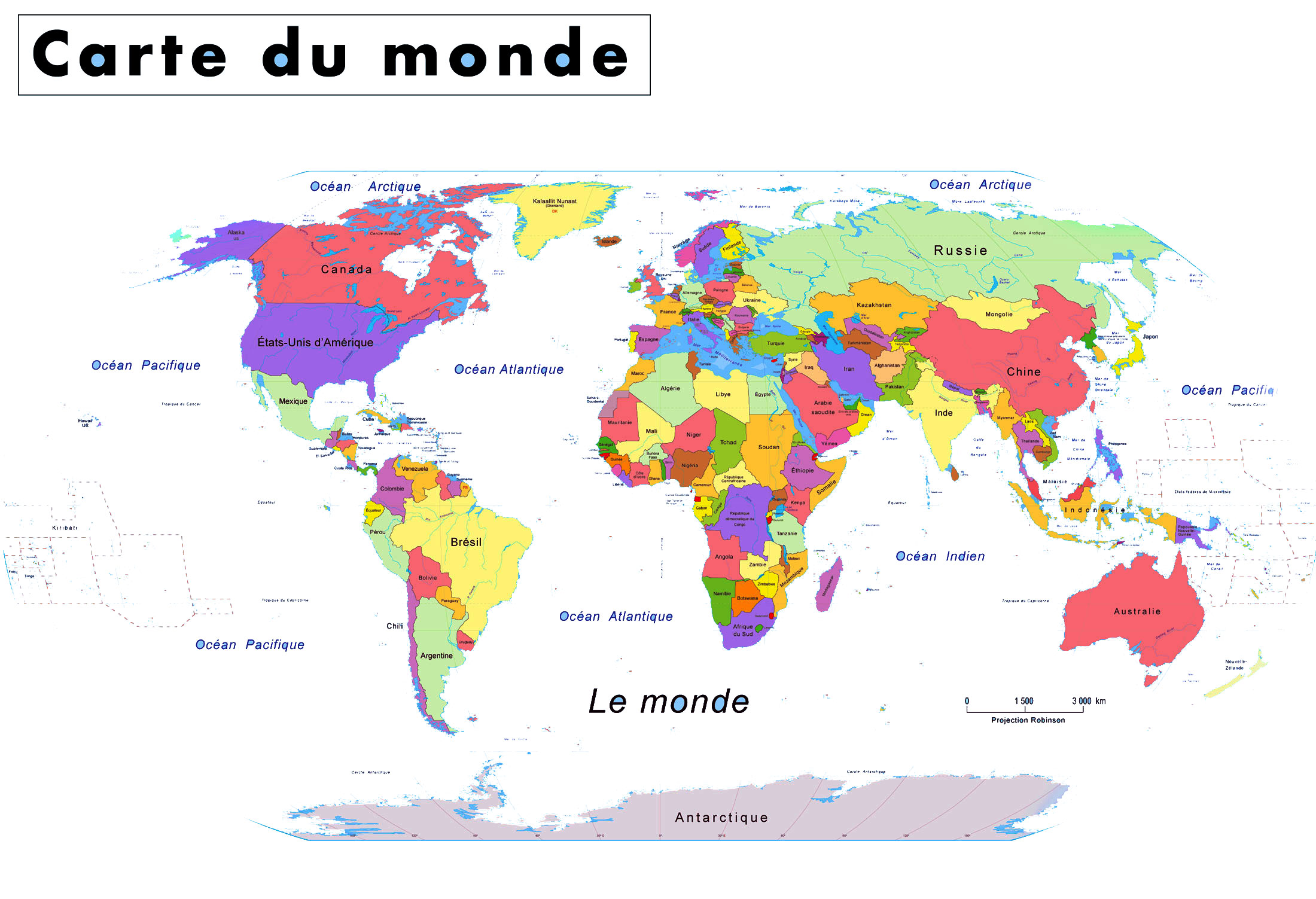 Carte du monde politique grand